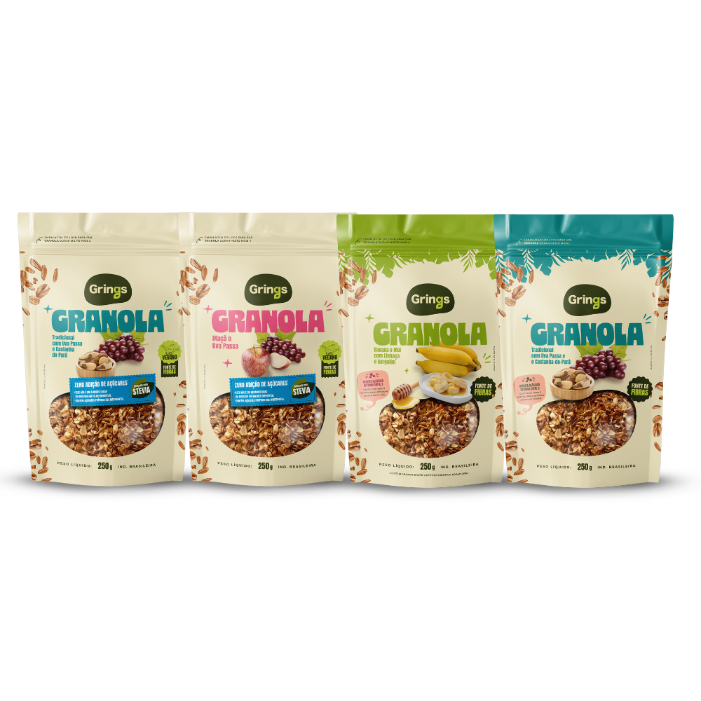 Imagem do produto Kit Granolas 250g Tradicional, Banana e mel, Tradicional Zero e Maça Zero Açúcar