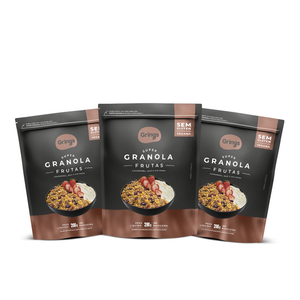 Imagem do produto Kit 3x Super Granola Frutas Sem Glúten 200 Gramas