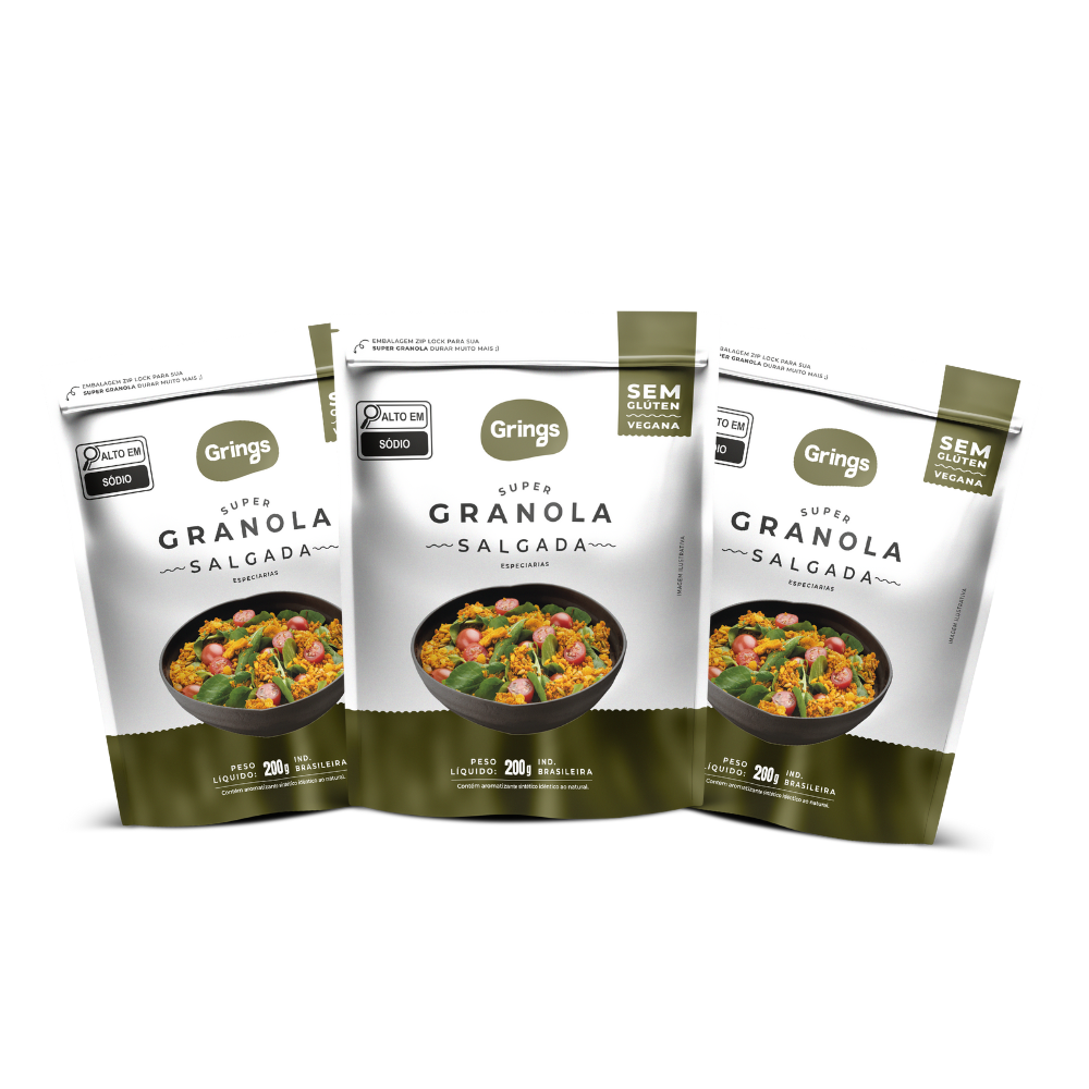 Imagem do produto Kit 3x Super Granola Salgada Especiarias Sem Glúten 200 Gramas