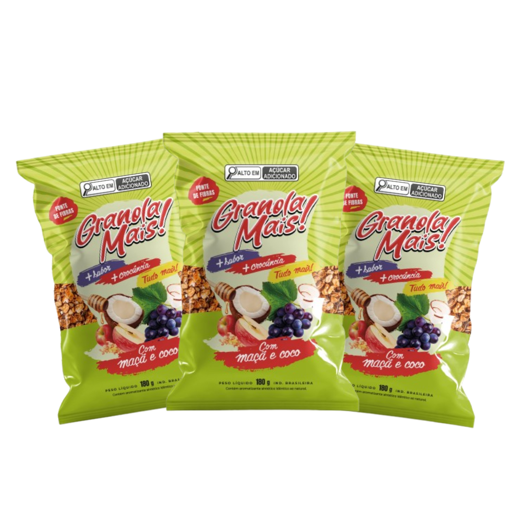 Imagem do produto Kit 3x Granola Mais Maçã e Coco 800g
